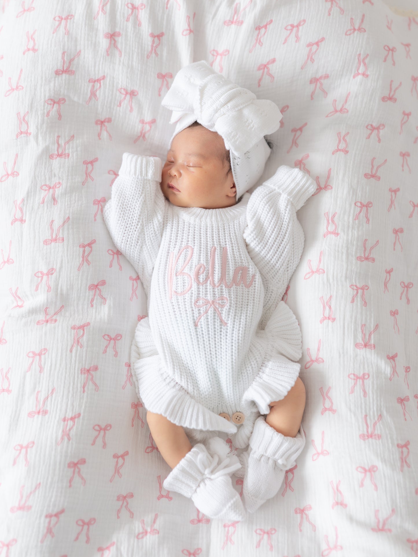 Personalised baby girl knit frill romper