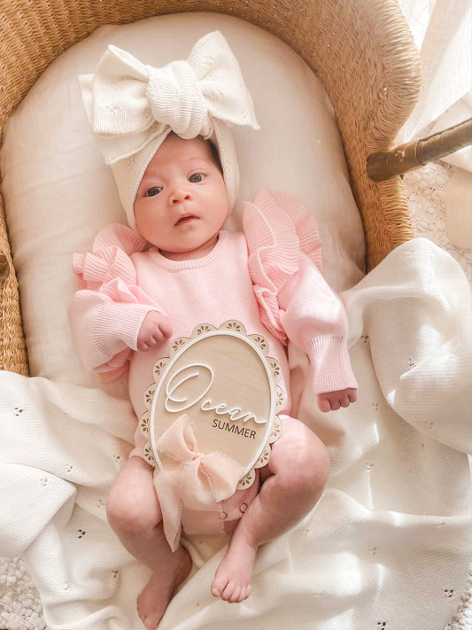 Pink frill shoulder romper newborn