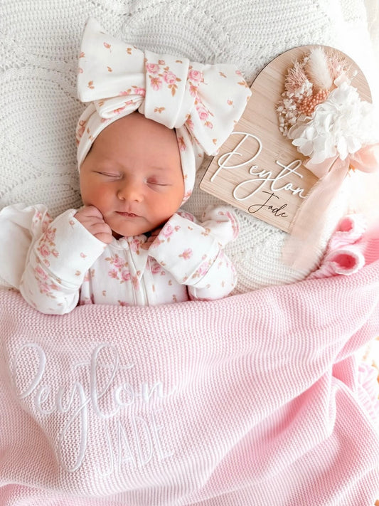 Pink frill edge baby blanket
