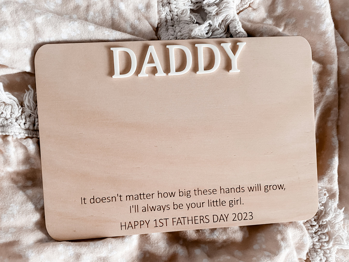 Father’s Day hand print display with stand