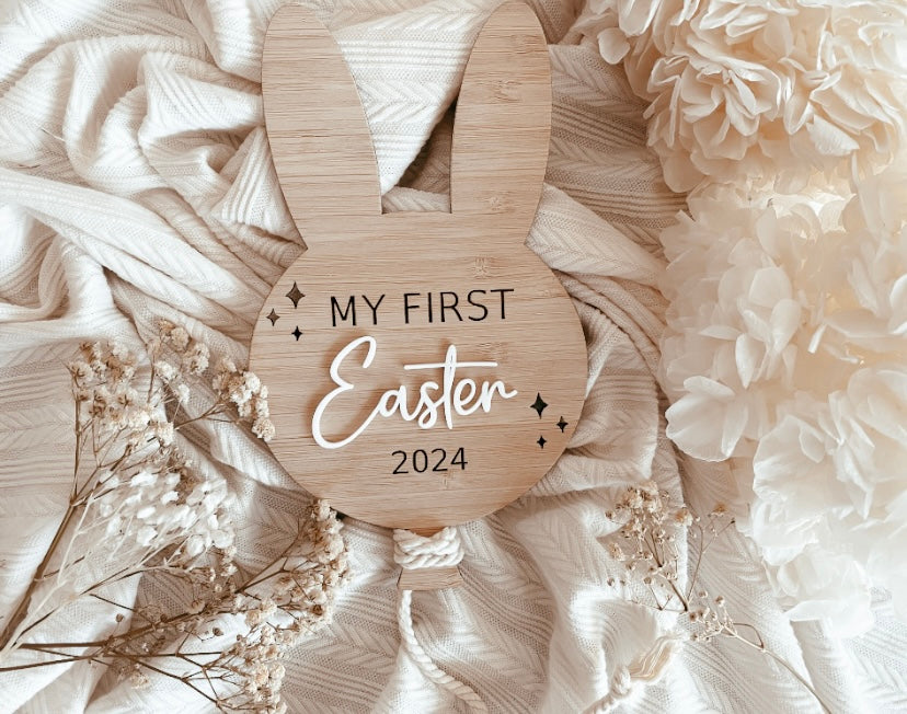 Babies first Easter wooden balloon sign