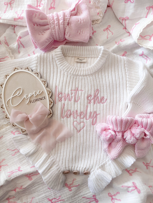 Isn’t she lovely birth announcement romper