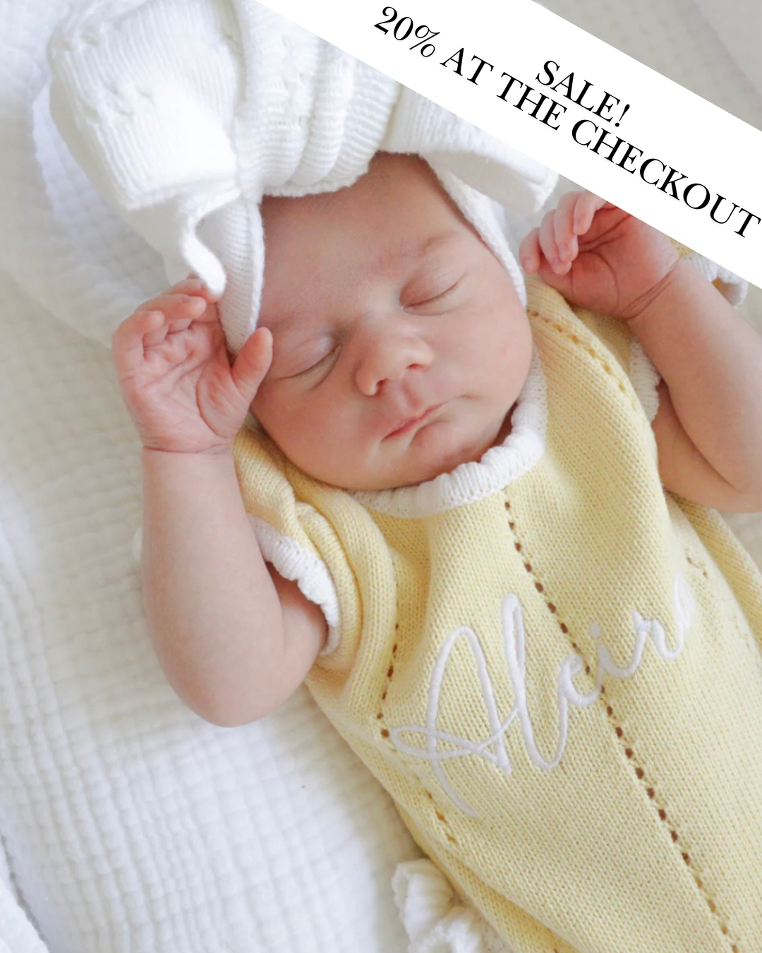 Yellow and white frill leg baby announcement outfit