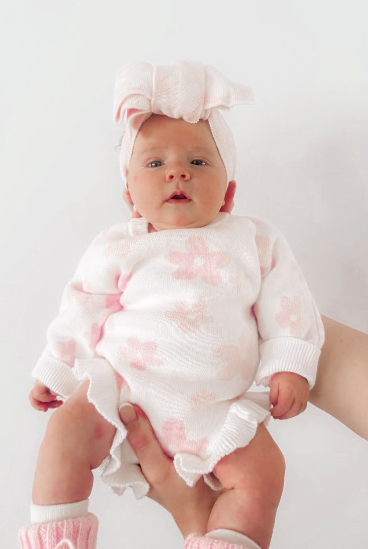 Flower pattern frill leg baby romper