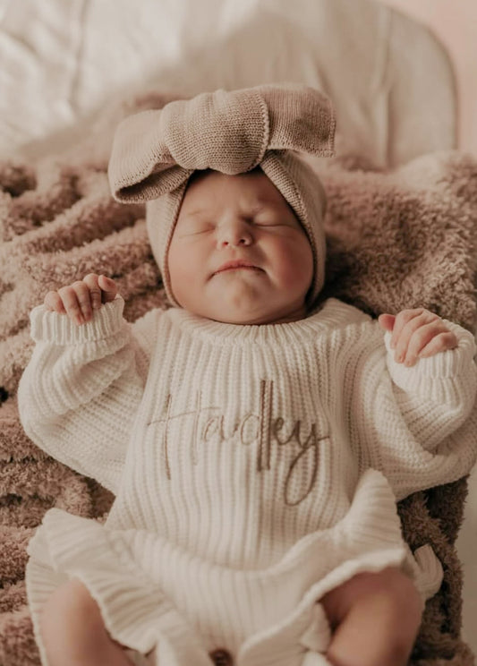 Personalised baby announcement frill leg romper