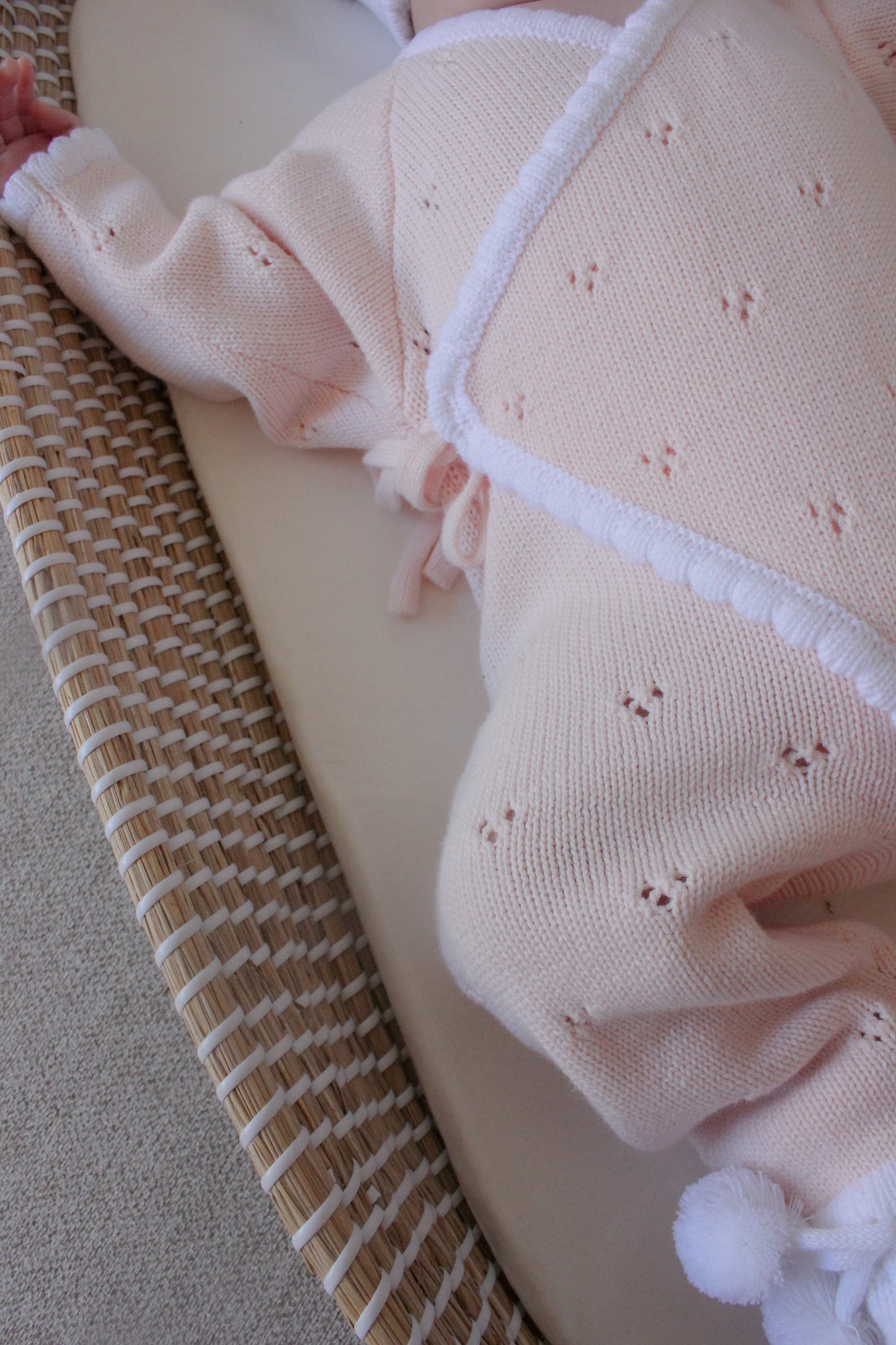 Pointelle kimono pink baby romper