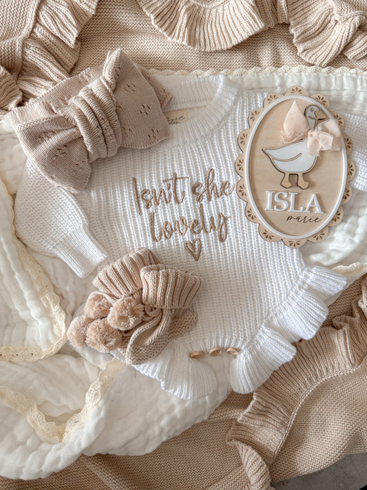Isn’t she lovely newborn announcement romper