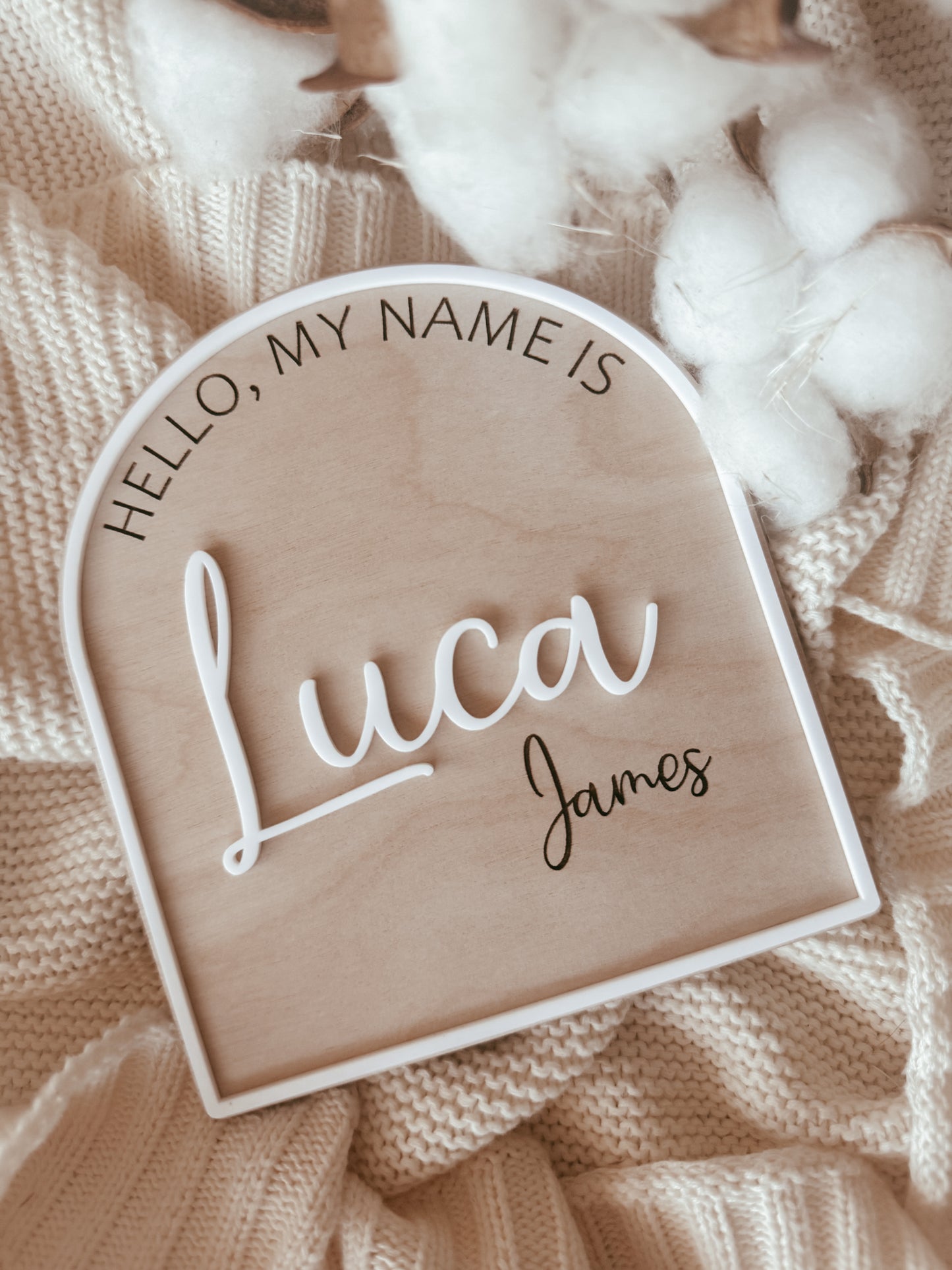 Hello my name is personalised birth announcement sign