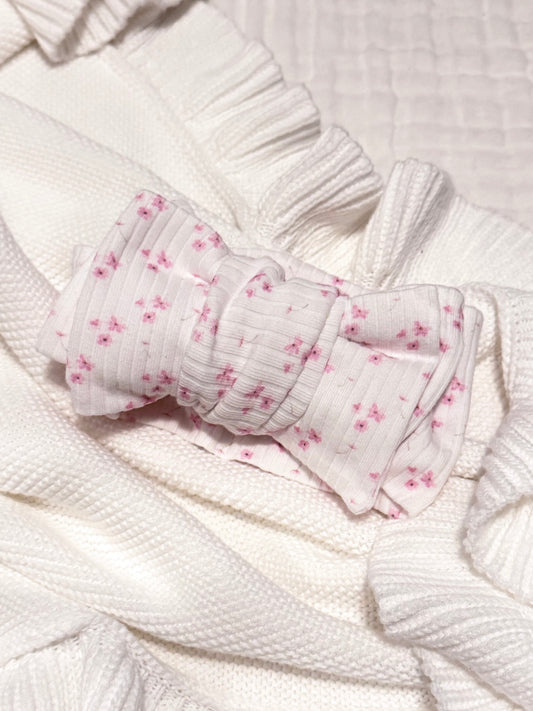 Peyton pink flower bow headband