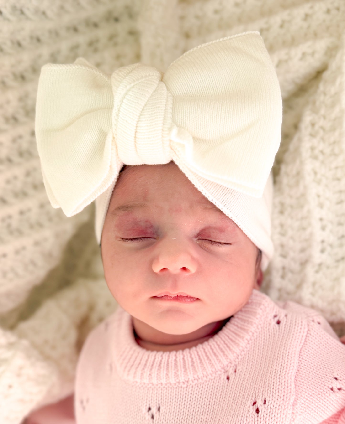 Soft white baby bow