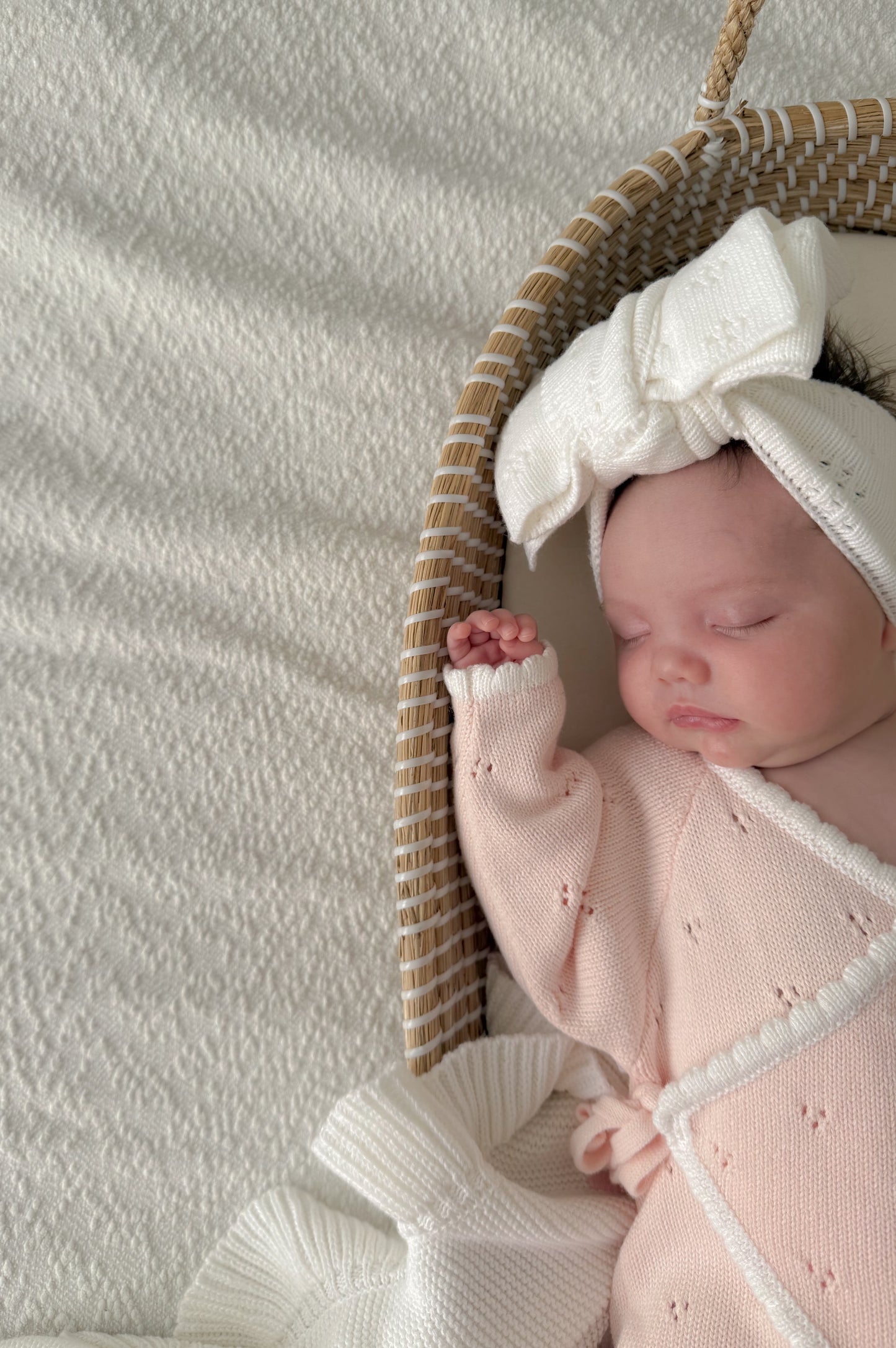 Pointelle kimono pink baby romper