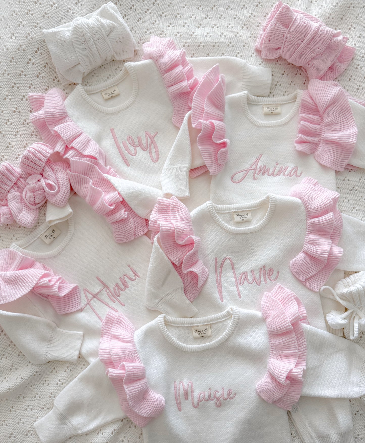 PRE ORDER white and pink frill baby romper