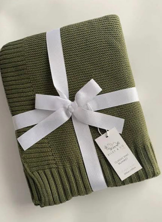 Forrest green baby knit organic blanket