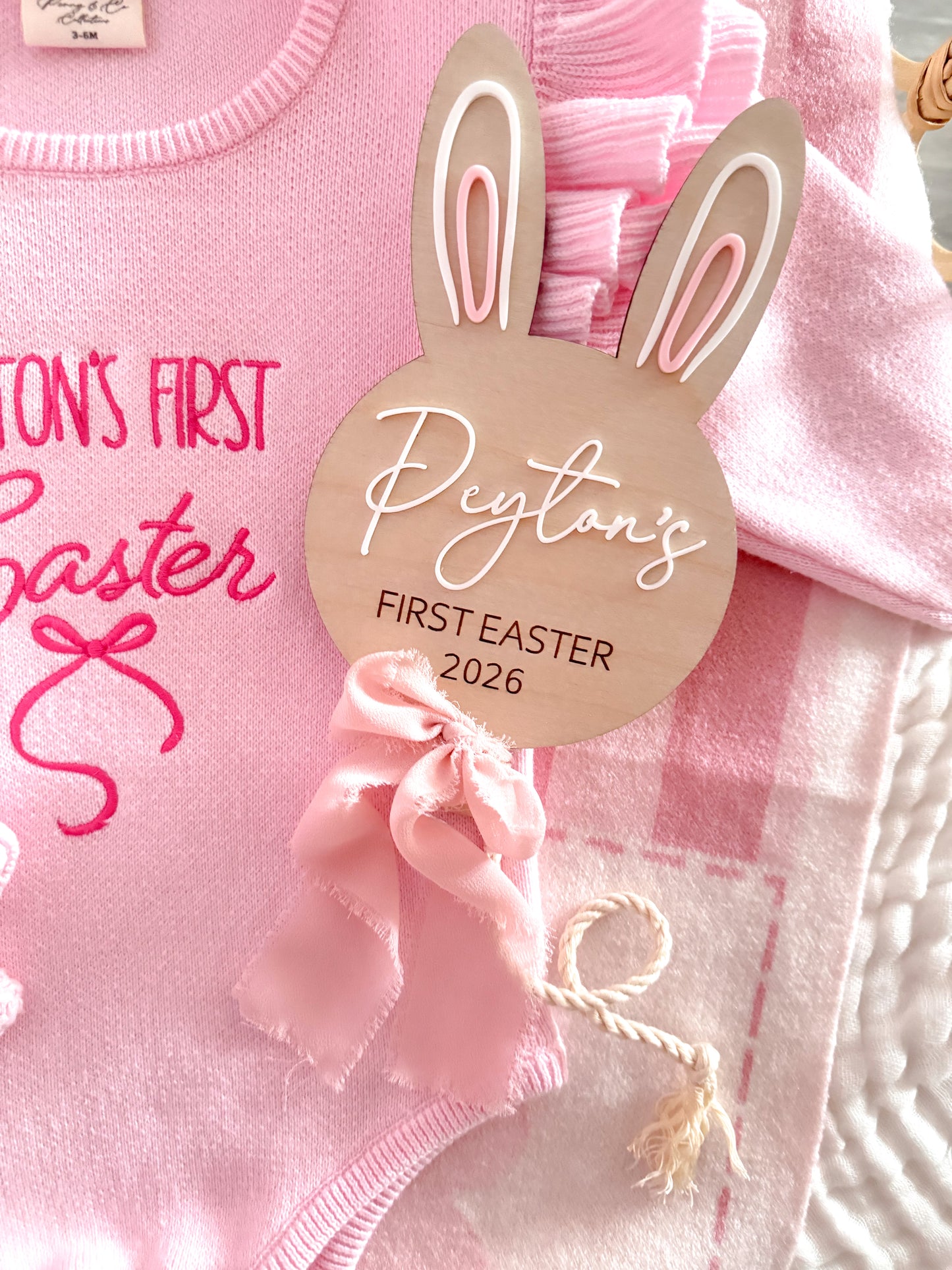 First Easter personalised bunny balloon sign