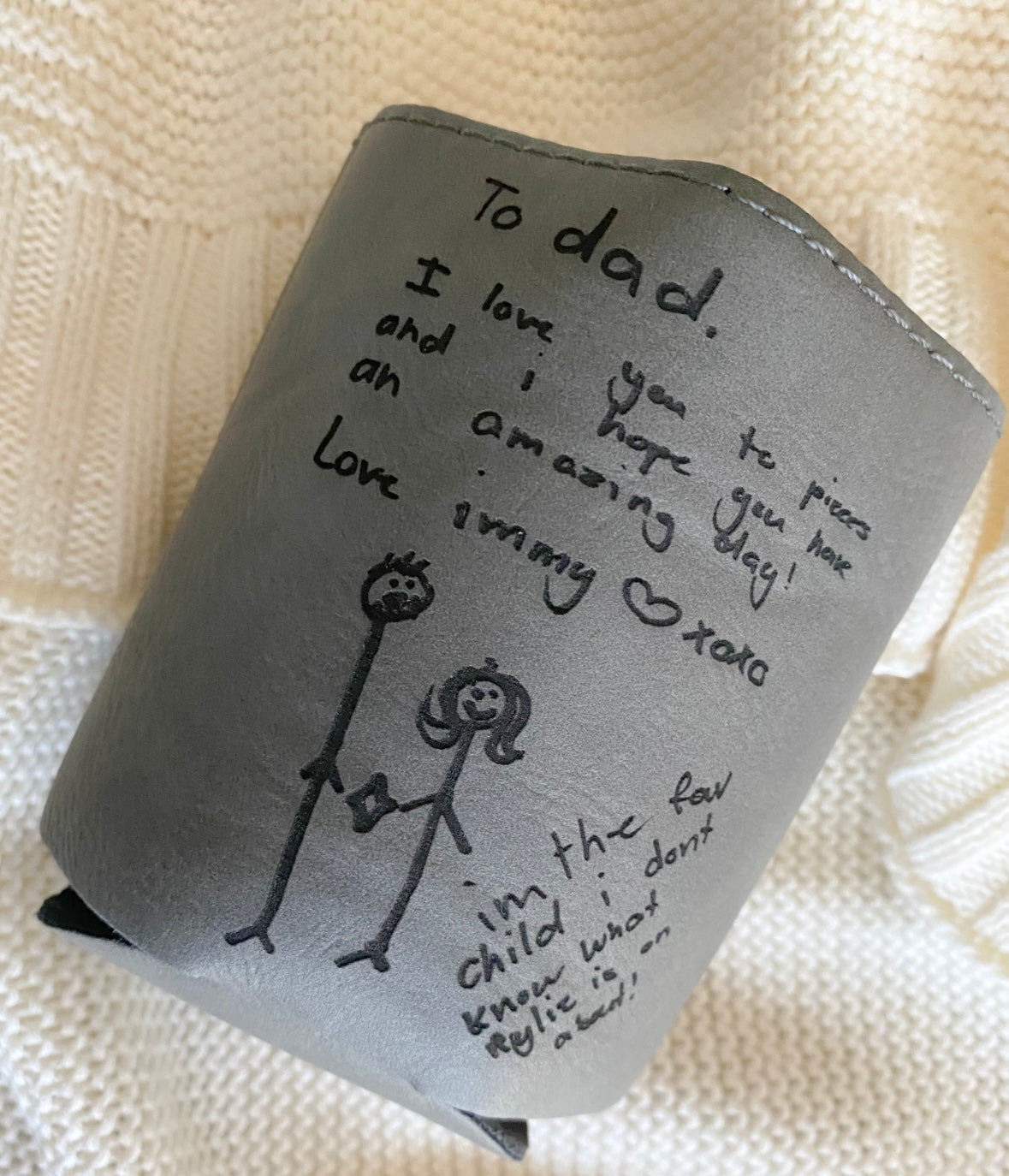 Personalised stubby holder grey