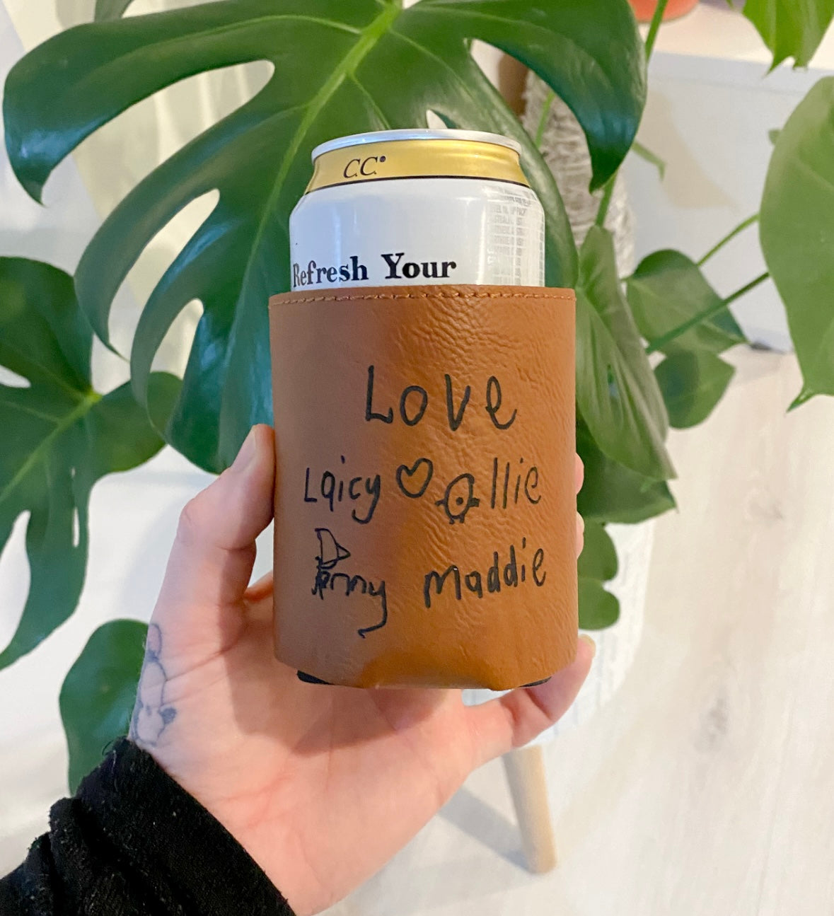 Personalised Stubby holder chestnut