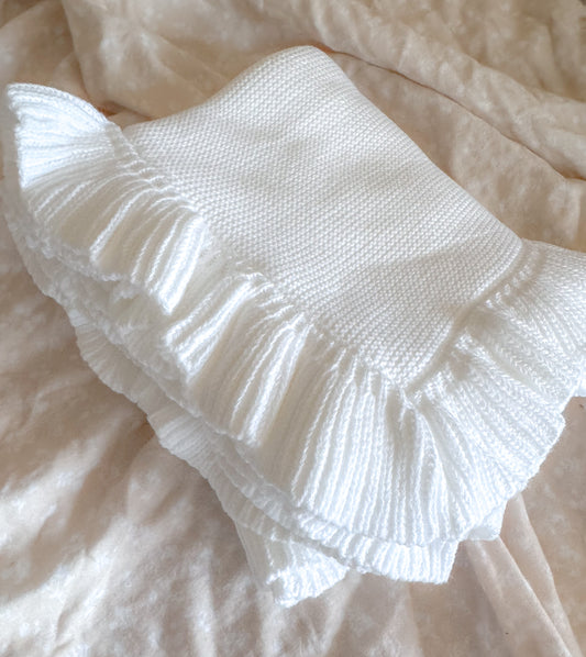 White knit personalised baby blanket