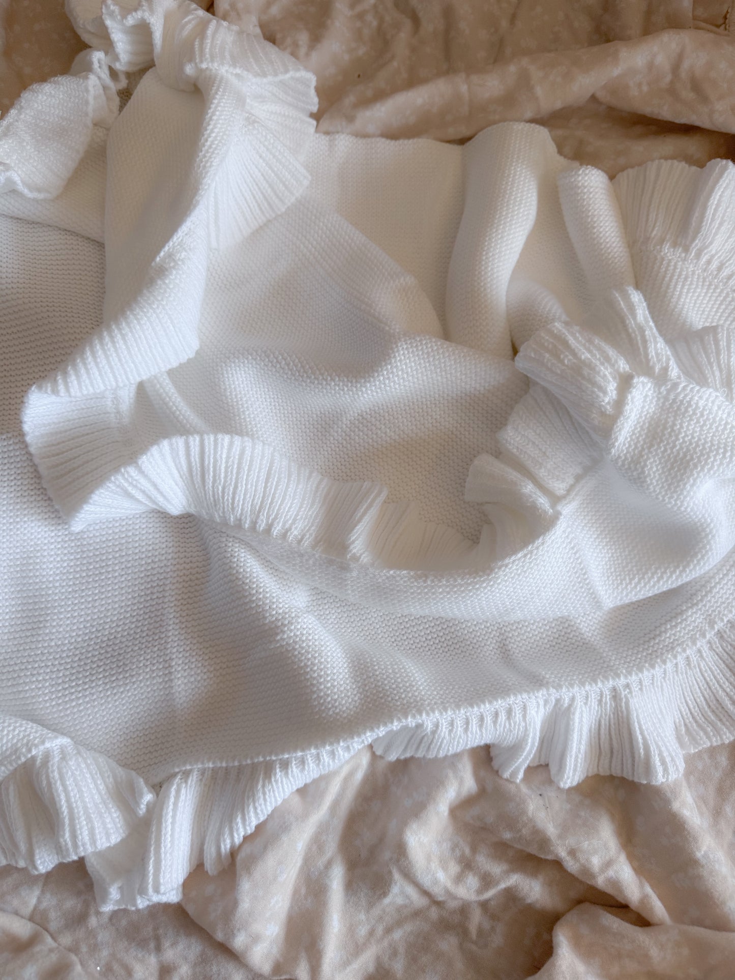 White knit personalised baby blanket