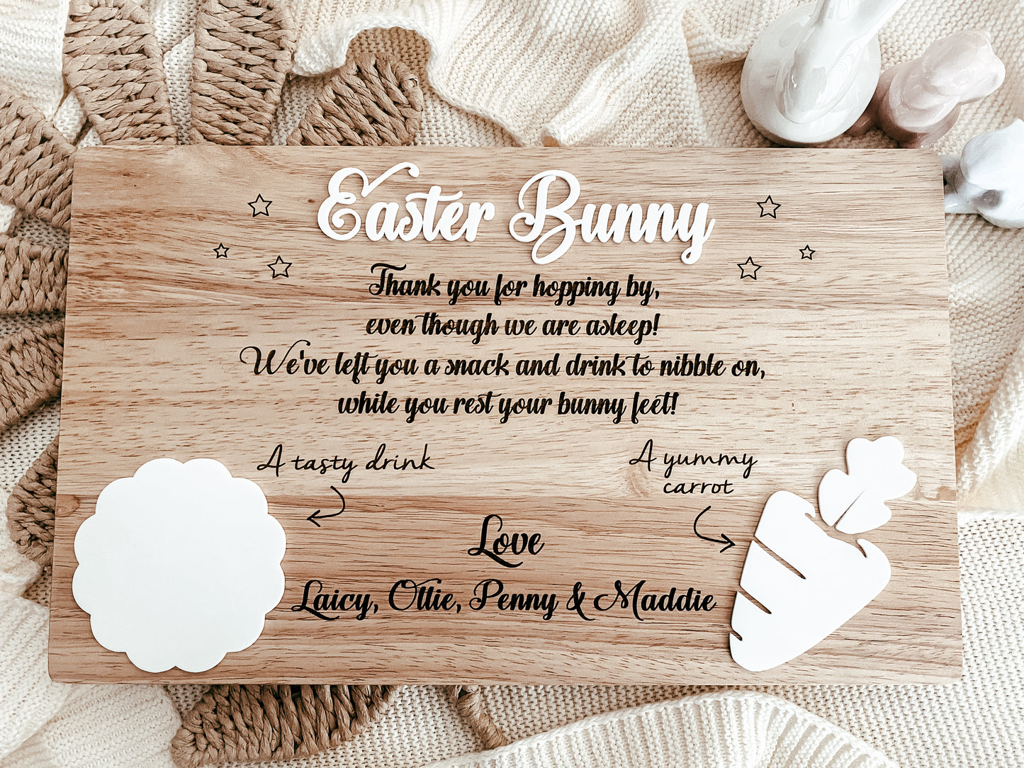 Easter bunny personalised treat board