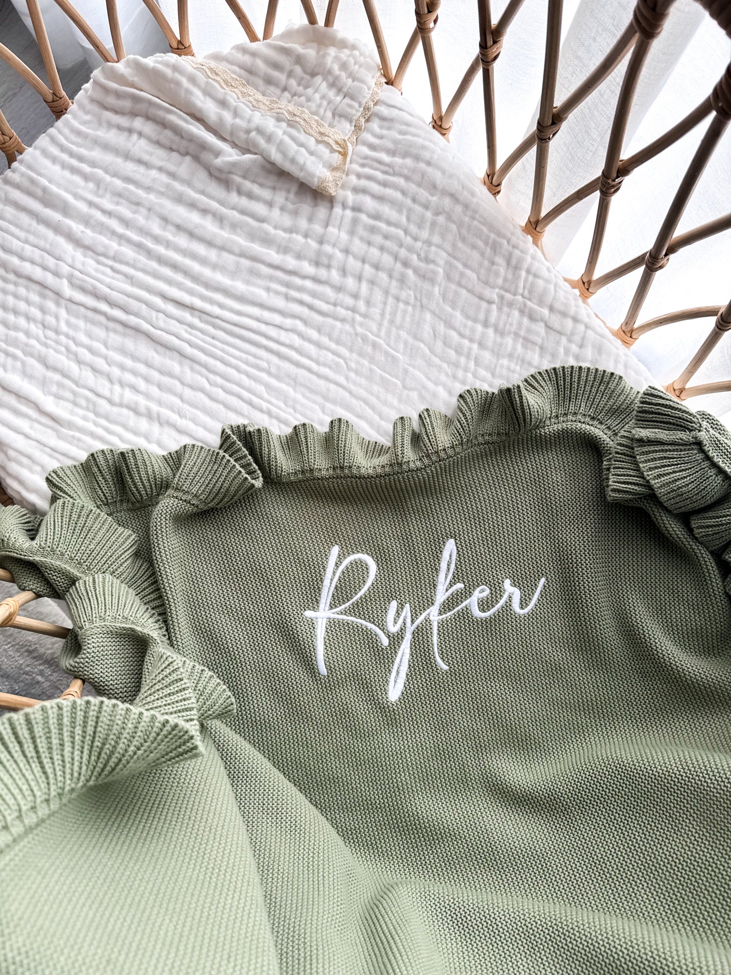 Forrest green personalised baby blanket