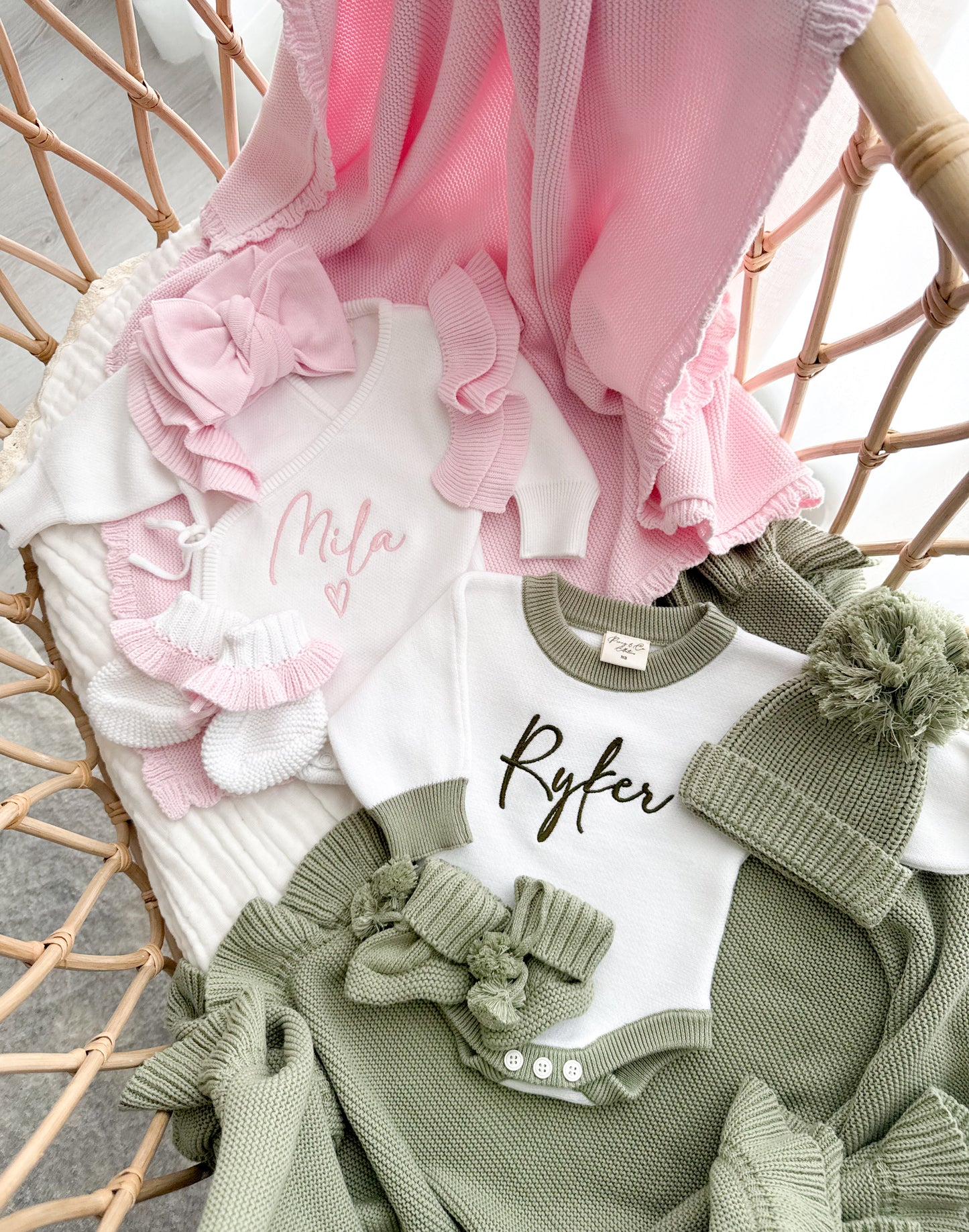 White and pink frill personalised baby kimono romper