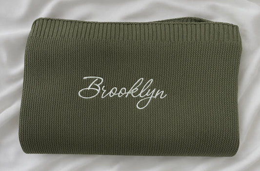 Personalised baby blanket forest green