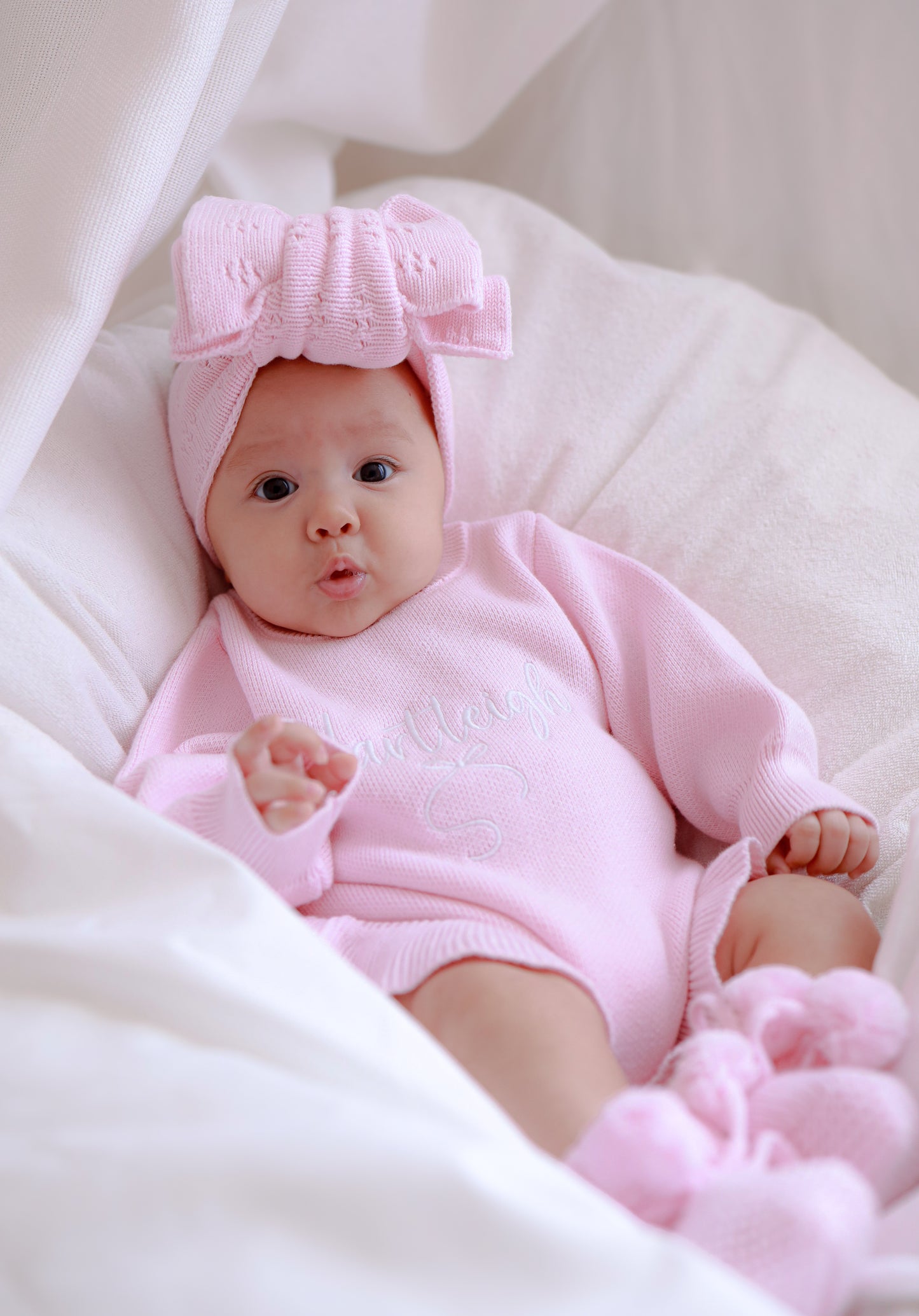 Pink frill leg personalised baby girl romper