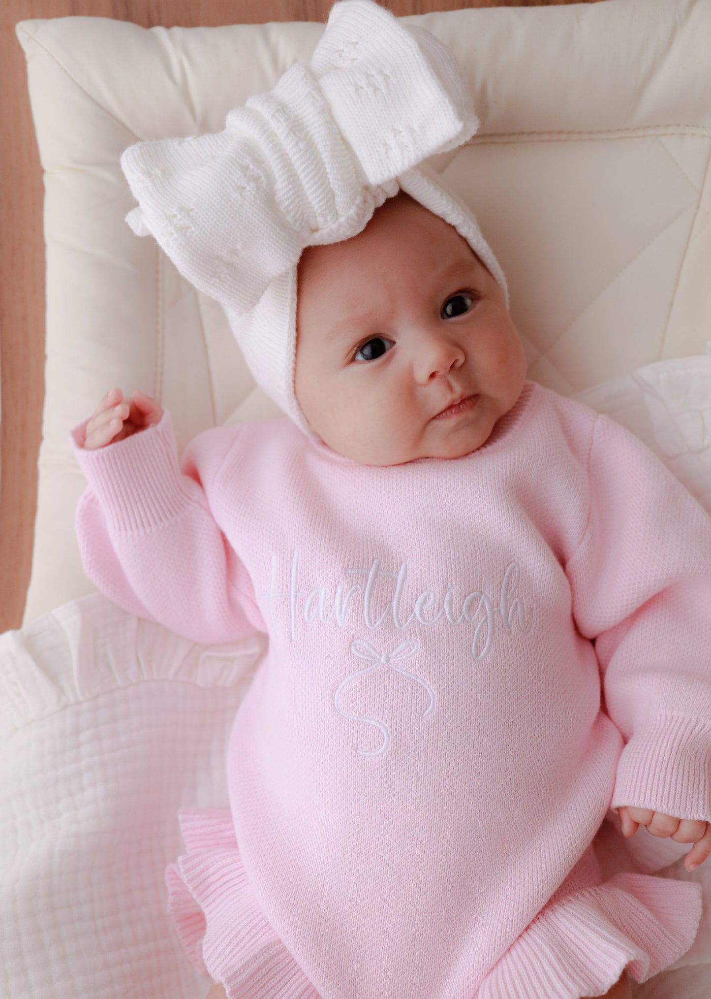 Pink frill leg personalised baby girl romper