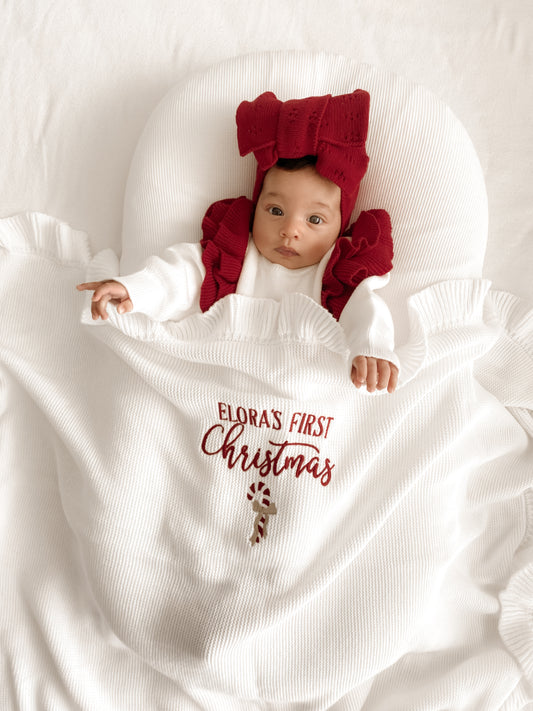 First Christmas personalised baby blanket