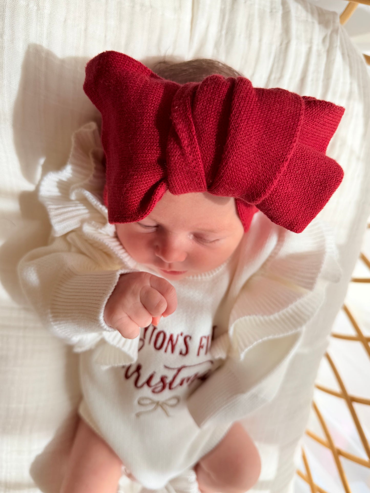 Oversized red Christmas baby bow