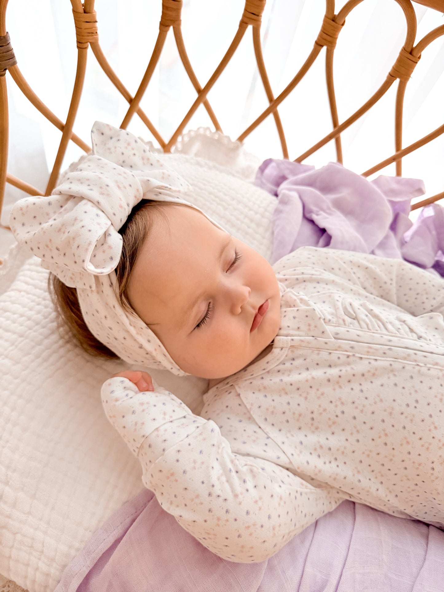 Purple mini floral zip frill onesie