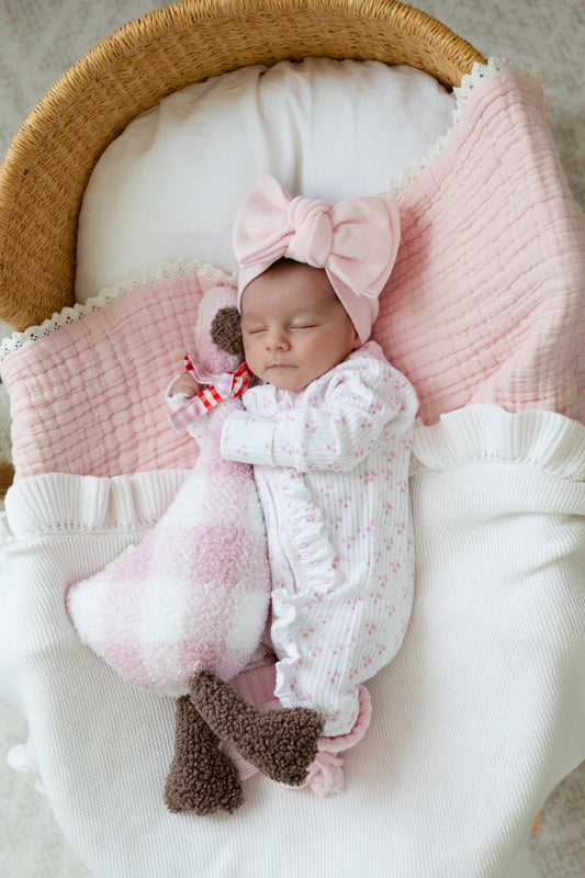 Peyton pink flower zip frill onesie