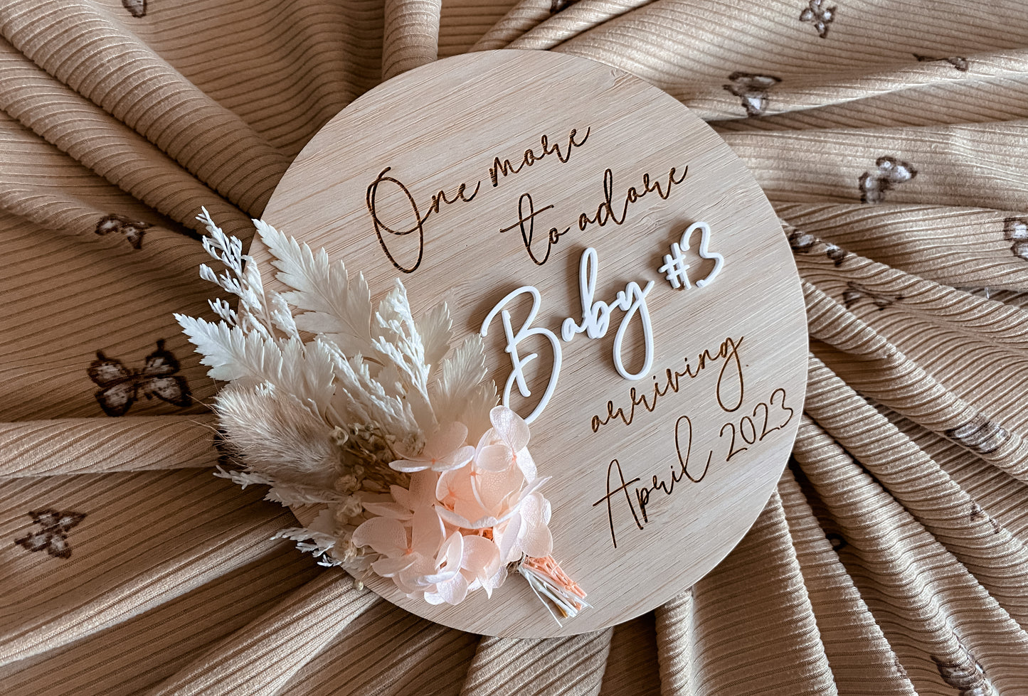 Dried floral pregnancy announcement PEACH bunch