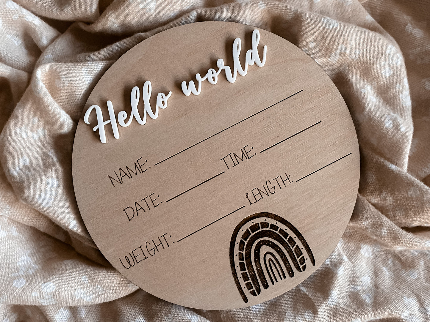 Hello world rainbow writeable birth announcement