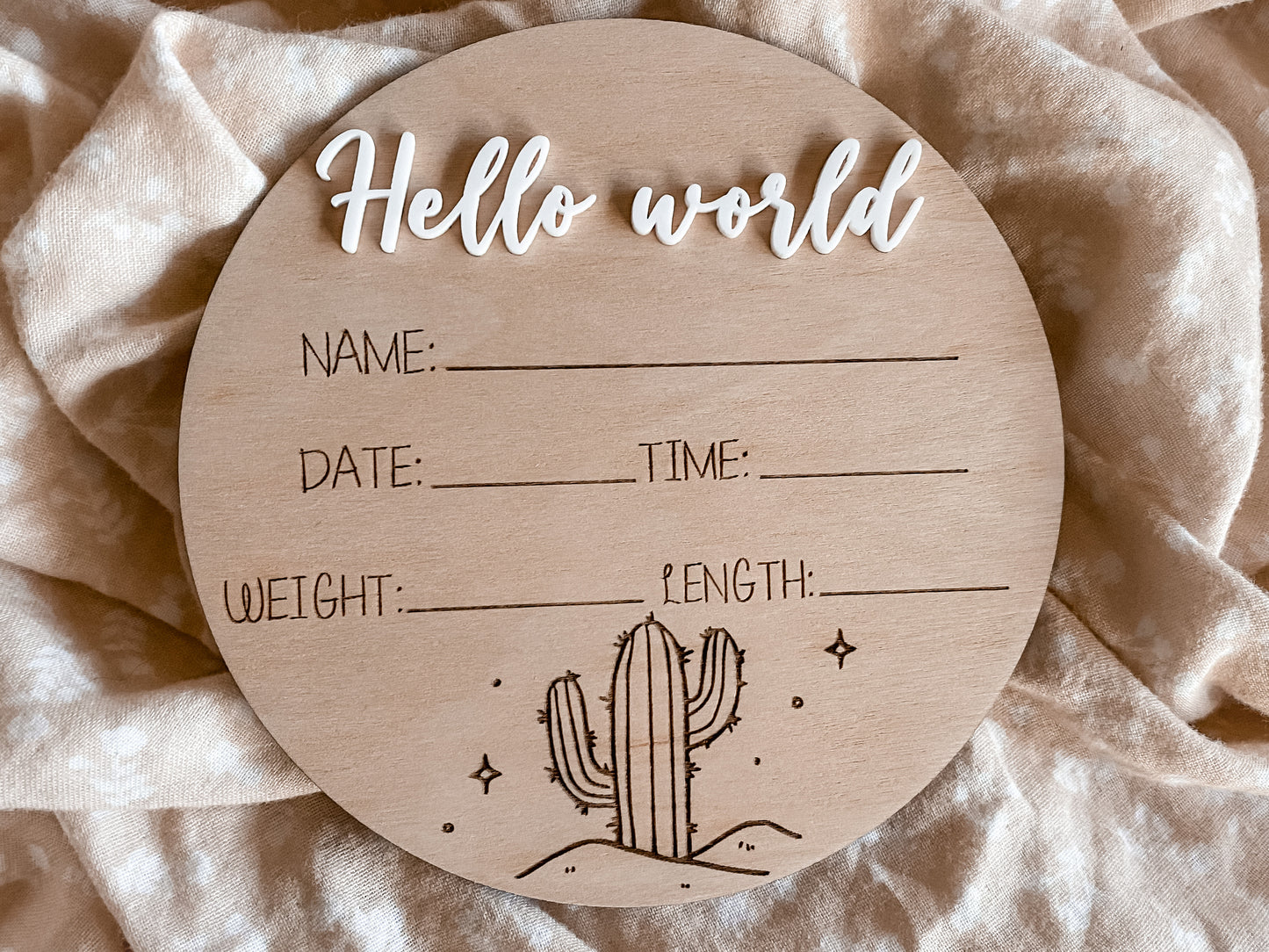 Hello world cactus writeable birth announcement