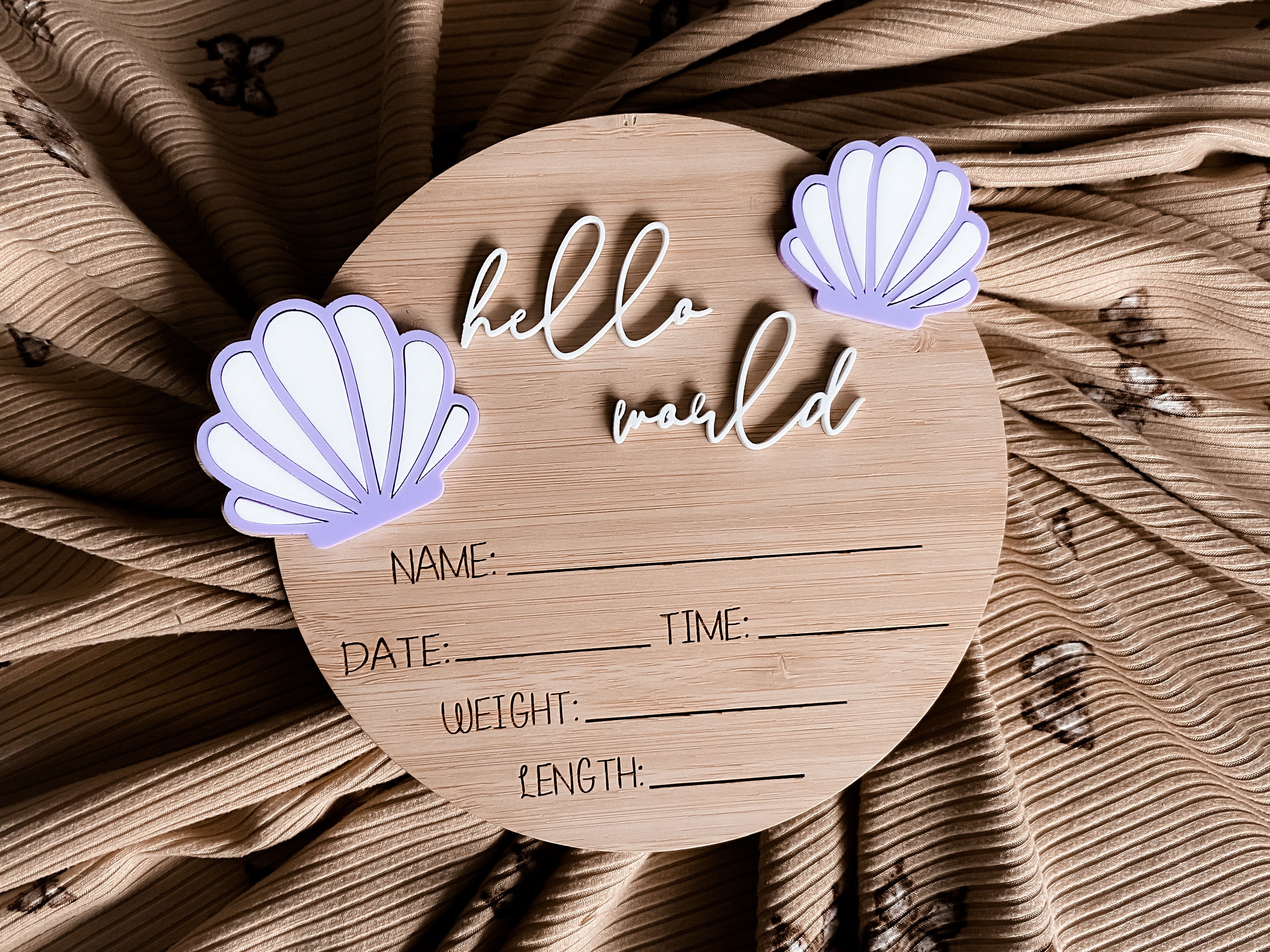 Open Sea Shell Writeable Shell writeable birth announcement acrylic shells – Penny and Co ...